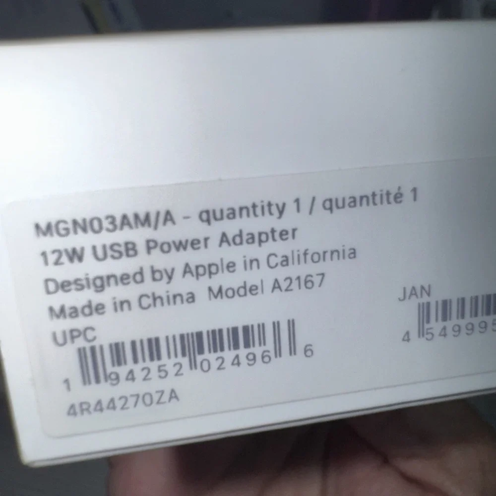 Genuine OEM Apple 12W USB Wall Charger Power Adapter for iPad iPhone A2167 USB-A